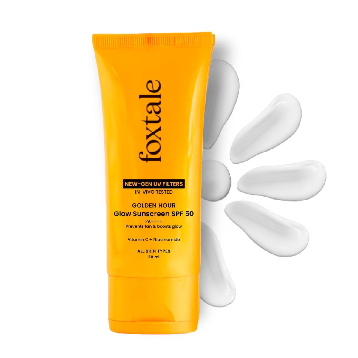 Foxtale Glow Sunscreen SPF 50 PA++++ with Vitamin C & Niacinamide 50ml