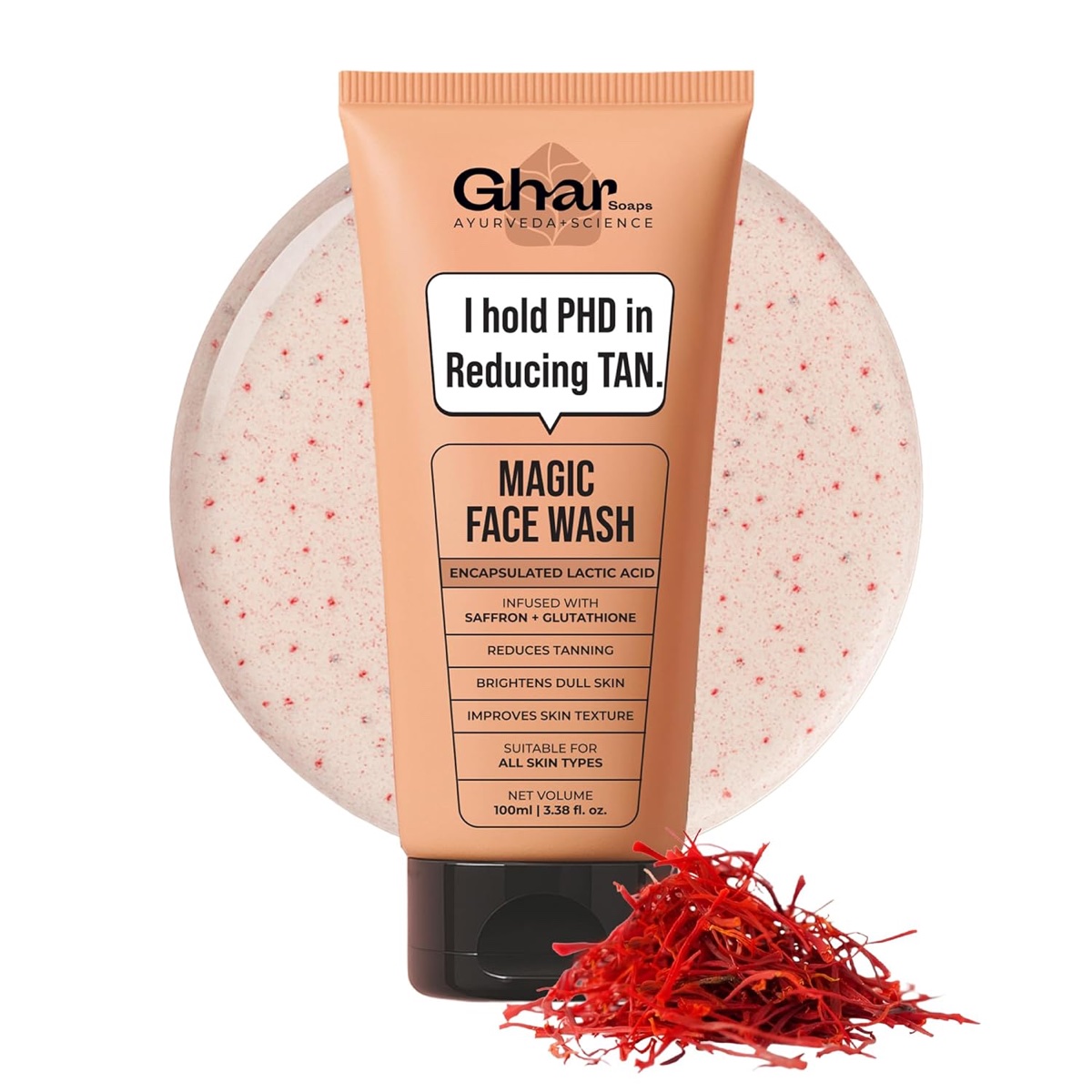 Ghar Soaps Magic De-Tan Face Wash with Saffron & Glutathione 100ml